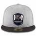 Men's Baltimore Ravens New Era Heather Gray/Black 2018 NFL Sideline Road Official 59FIFTY Fitted Hat 3058412